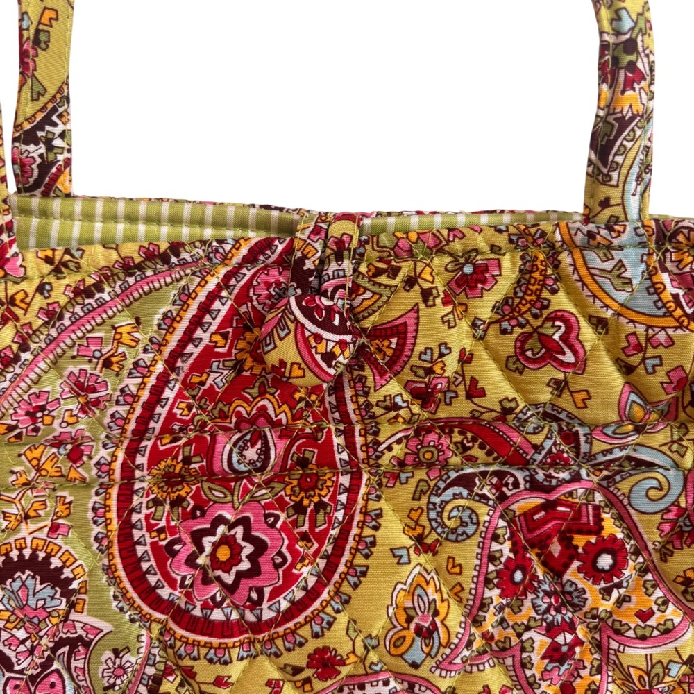 Vera Bradley Purse Handbag Paisley Green Quilted Pink Bag - Picture 3 of 9